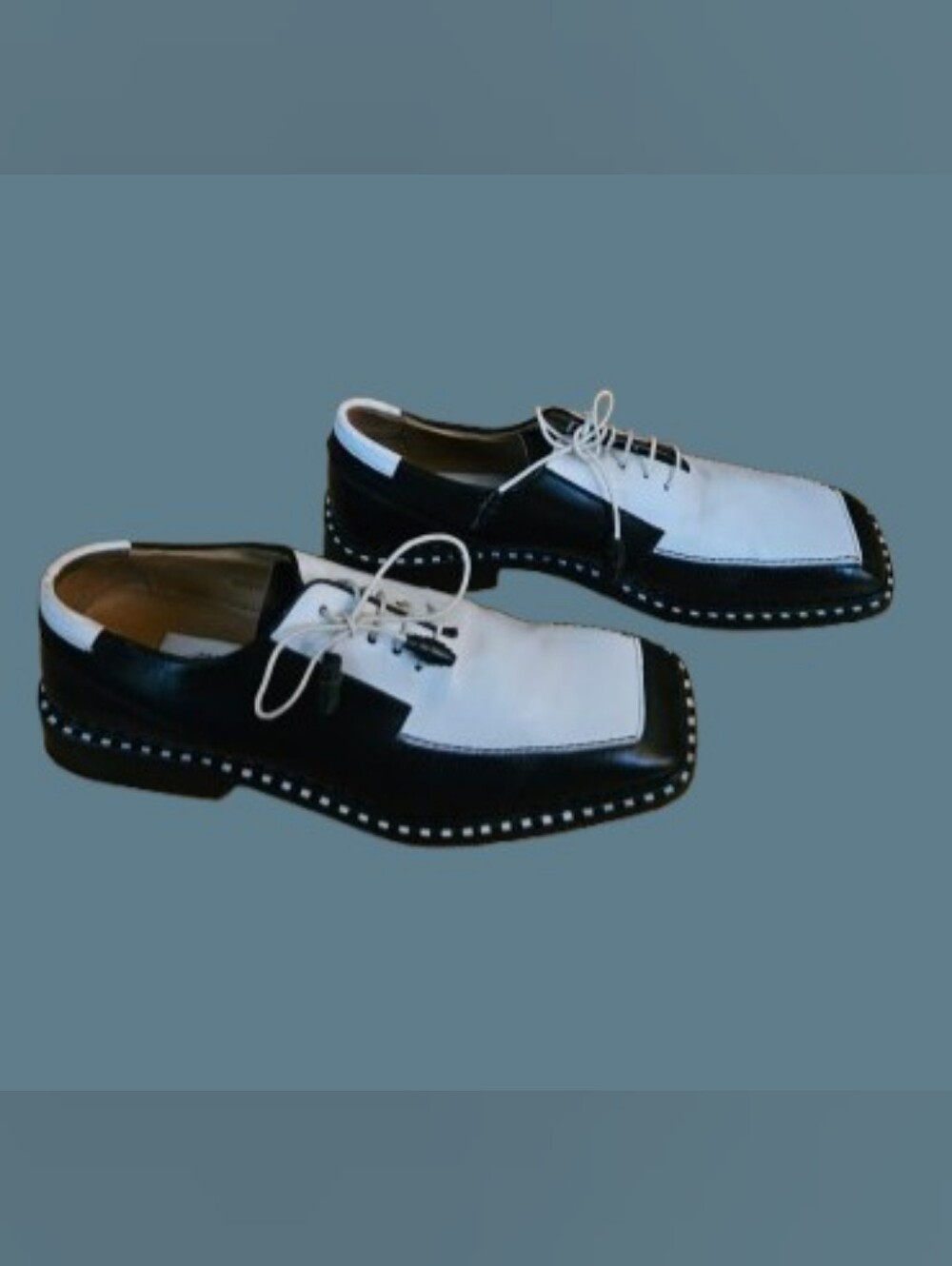 *Mezlan Two Tone Derby Leather Square Toe Dress Shoes